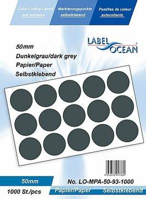 1000 Markierungspunkte, 50 mm, Papier, dunkelgrau von LabelOcean
