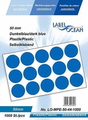 1000 Markierungspunkte, 50 mm, Plastik, dunkelblau von LabelOcean