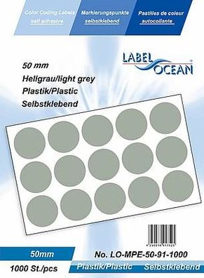1000 Markierungspunkte, 50 mm, Plastik, hellgrau von LabelOcean