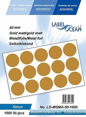 1000 Markierungspunkte, 50 mm, Plastik, gold matt von LabelOcean