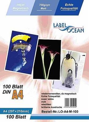 100 Blatt A4 Fotopapier magnetisch Magnetpapier matt von LabelOcean 