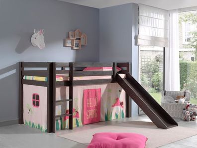 Vipack Pino Spielbett Hochbett 90 X 200 Kiefer Massiv Taupe