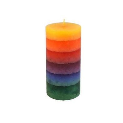 Regenbogen Regenbogenkerze Kerze Stumpenkerze midi 15cm Durchgefärbt