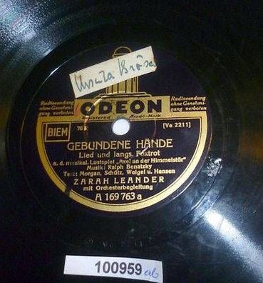100959 Schellackplatte Odeon "Eine Frau von heut´" Zarah Leander