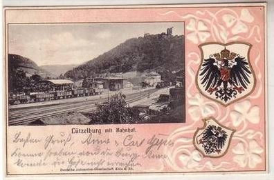 04237 Präge Passe Partout Ak Lützelburg mit Bahnhof 1904