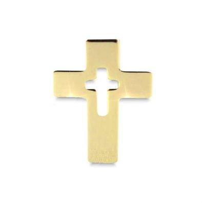 Pin Anstecker Anstecknadel Metall Schmuckanstecker Kreuz christlich Goldfarben