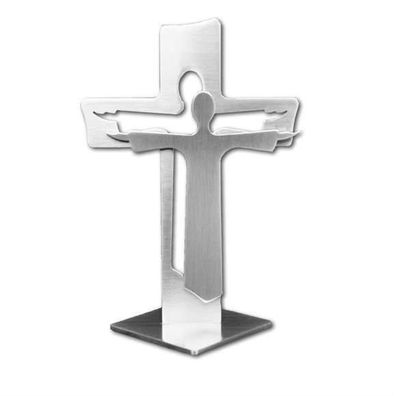 Kreuz Standkreuz Auferstehung Auferstehungskreuz Metallkreuz Jesus Vordergrund 19cm