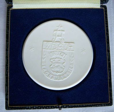 DDR Porzellan Medaille Meißen, SDAG Wismut Bergbau Aue, Für Langjährige Mitarbeit