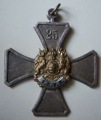 Kreuz S.M.V.B. Sachsen , Für Treue Mitgliedschaft 25 Jahre , Militär - Verein
