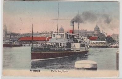 54287 Ak Konstanz Partie am Hafen mit Dampfer 1916