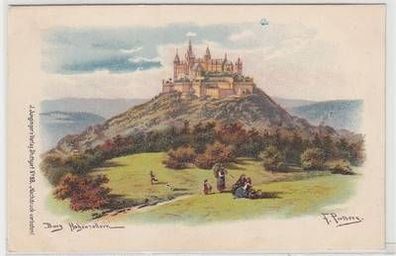 54100 Künstler Ak Burg Hohenzollern mit Glitter um 1900