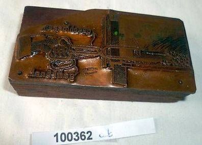 seltene Reklame Bronze Druckplatte für Lockenschere um 1940