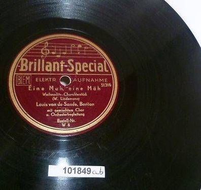 101849 Schellackplatte Weihnachten "Alle Jahre wieder" + "Eine Muh, ..." um 1930