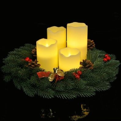 4er LED Echtwachs-Kerzen-Set weiß Fernbedienung HI 55015