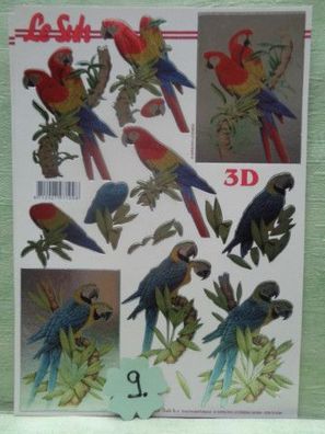 Kartenkunst 3D Stanzbogen Le Suh Metallgravur Tiere Vogel Vögel Papagei Ara