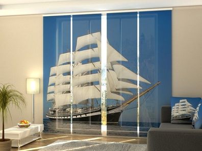 Fotogardine Segelboot, Schiebevorhang, Flächenvorhang mit Foto, Fensterdeko, auf Maß