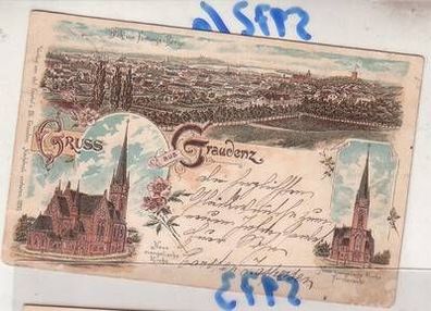 53398 Ak Lithographie Gruss aus Graudenz 1899