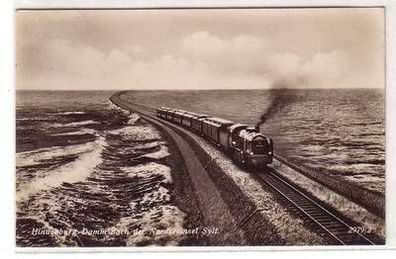 29066 Ak Hindenburg Damm nach der Nordseeinsel Sylt 1934