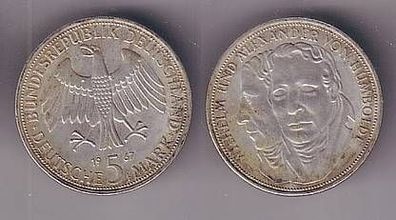 BRD Gedenk Münze 5 Mark Gebrüder Humboldt 1967