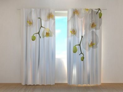 Fotogardine große Orchidee, Vorhang mit Foto, Fotovorhang, Gardine, nach Maß