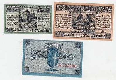 3 Banknoten Notgeld Stadt Neuß 1919