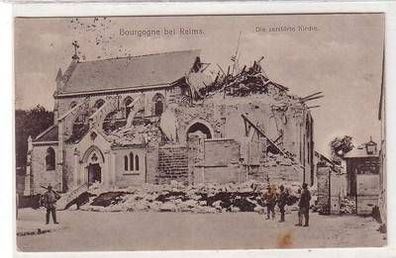 54902 Feldpost Ak Bourgogne bei Reims Frankreich Zerstörungen 1. Weltkrieg 1916