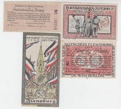 4 Banknote Notgeld Stadt Flensburg 1920