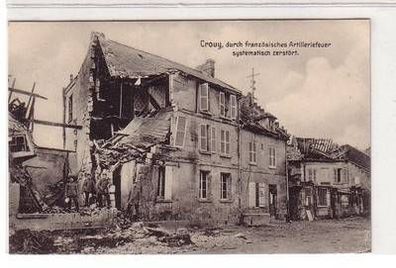 54898 Feldpost Ak Crouy Frankreich France Zerstörungen 1. Weltkrieg um 1915