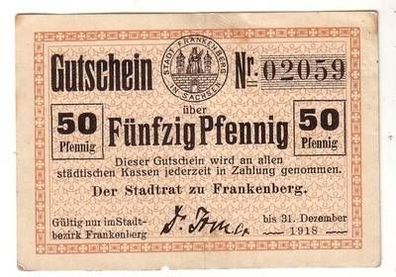 50 Pfennig Banknote Notgeld Stadtrat zu Frankenberg 1918