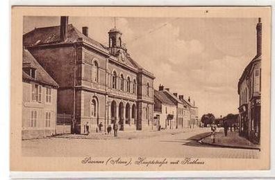 55358 Ak Sissone (Aisne) Frankreich France Hauptstrasse mit Rathaus 1916