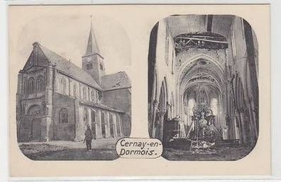 54650 Ak Cernay en Dormois France Frankreich zerstörte Kirche um 1915