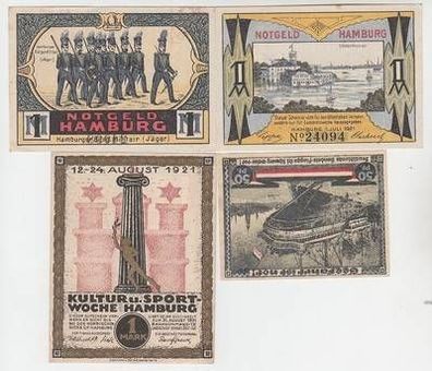 4 Banknote Notgeld Stadt Hamburg 1921