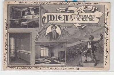 53975 Ak Gruß von der Buchdrucker Herberge Wien Storkgasse 1909