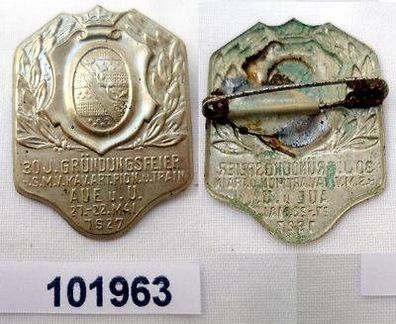 altes Blech Abzeichen 30 Jahre Gründungsfeier Militärverein Aue 1927