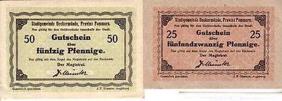 2 x Banknoten Notgeld Stadtgemeinde Ueckermünde Pommern o.J.