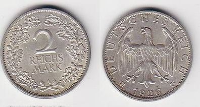 2 Mark Silber Münze Weimarer Republik 1926 A