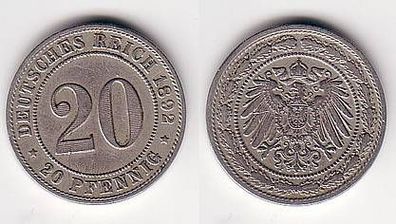 20 Pfennig Nickel Münze Deutsches Reich 1892 D Jäger 14