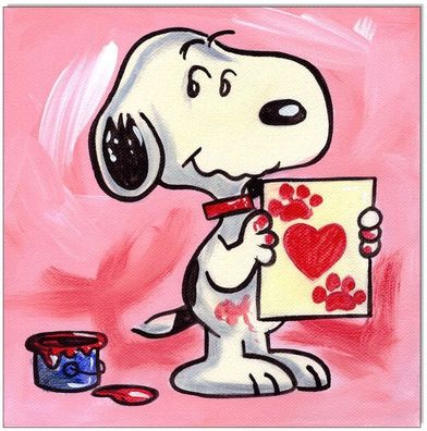 Klausewitz: Original Acryl auf Leinwand: Peanuts Snoopy Heart / 20x20 cm