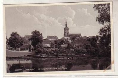 48125 Ak Lübben im Spreewald Spreepartie mit Blick zur Kirche um 1930