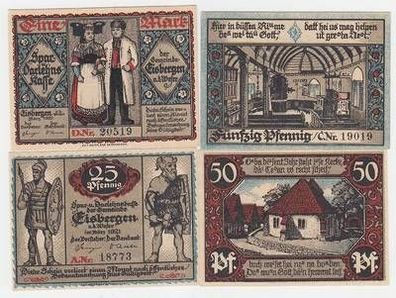 4 x Banknoten Notgeld Gemeinde Eisbergen 1921