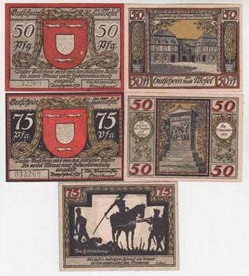 5 x Banknoten Notgeld Stadt Wesel 1921