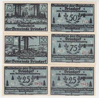 6 x Banknoten Notgeld Gemeinde Prisdorf ohne Jahr um 1921