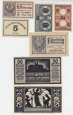 7 x Banknoten Notgeld Stadt Quedlinburg 1917 - 1921