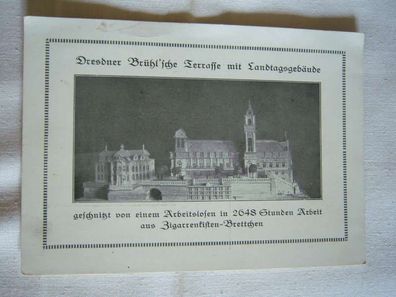 AK Brühlsche Terrasse mit Landtagsgebäude Dresden , geschnitzt von einem ..