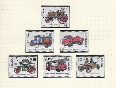 Polen - Motiv Feuerwehr - historische Feuerwehrfahrzeuge, kpl. 2961 -66 gestemp