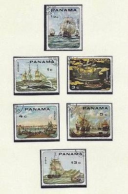 Panama - Motiv Schiffe , 6 herrliche große Segelschiffe 1063-68 kpl. o