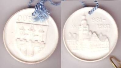 DDR Meissner Porzellan Medaille 1000 Jahre Döbeln 981-1981