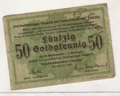 Banknote 50 Goldpfennig Handelskammer Leipzig 1923