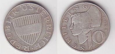 10 Schilling Silber Münze Österreich 1958