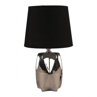 Homea Design Keramik Tischlampe 29cm Tischleuchte Nachttisch Lampe schwarz